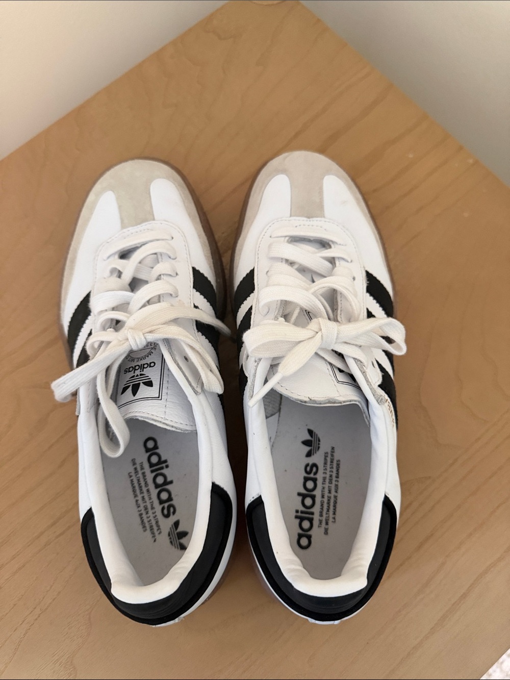 adidas White & Black Platform Sneakers with Gum Sole - Picture 2 of 5